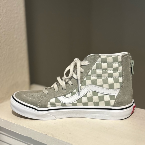 Vans Canvas High Top Checkerboard Skate Shoes Green White Zipper Youth Sz 3Y - Picture 5 of 9